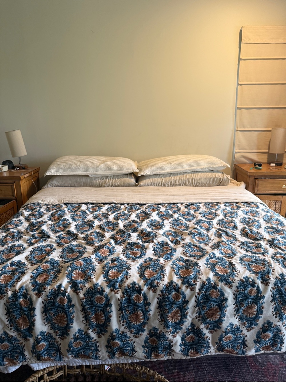 Blue and Tan Floral Velvet Duvet Cover - Home Bedding